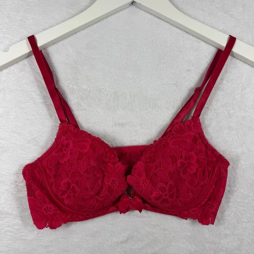 Victoria's‎ Secret Red Floral Lace Front-Close Underwire Bra 32A 136499-W33